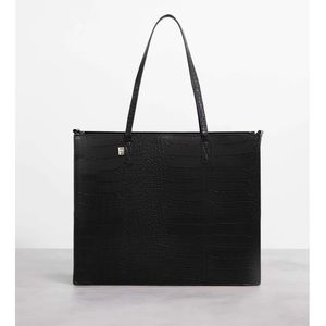 BEIS The Large Work Tote In Black Croc
